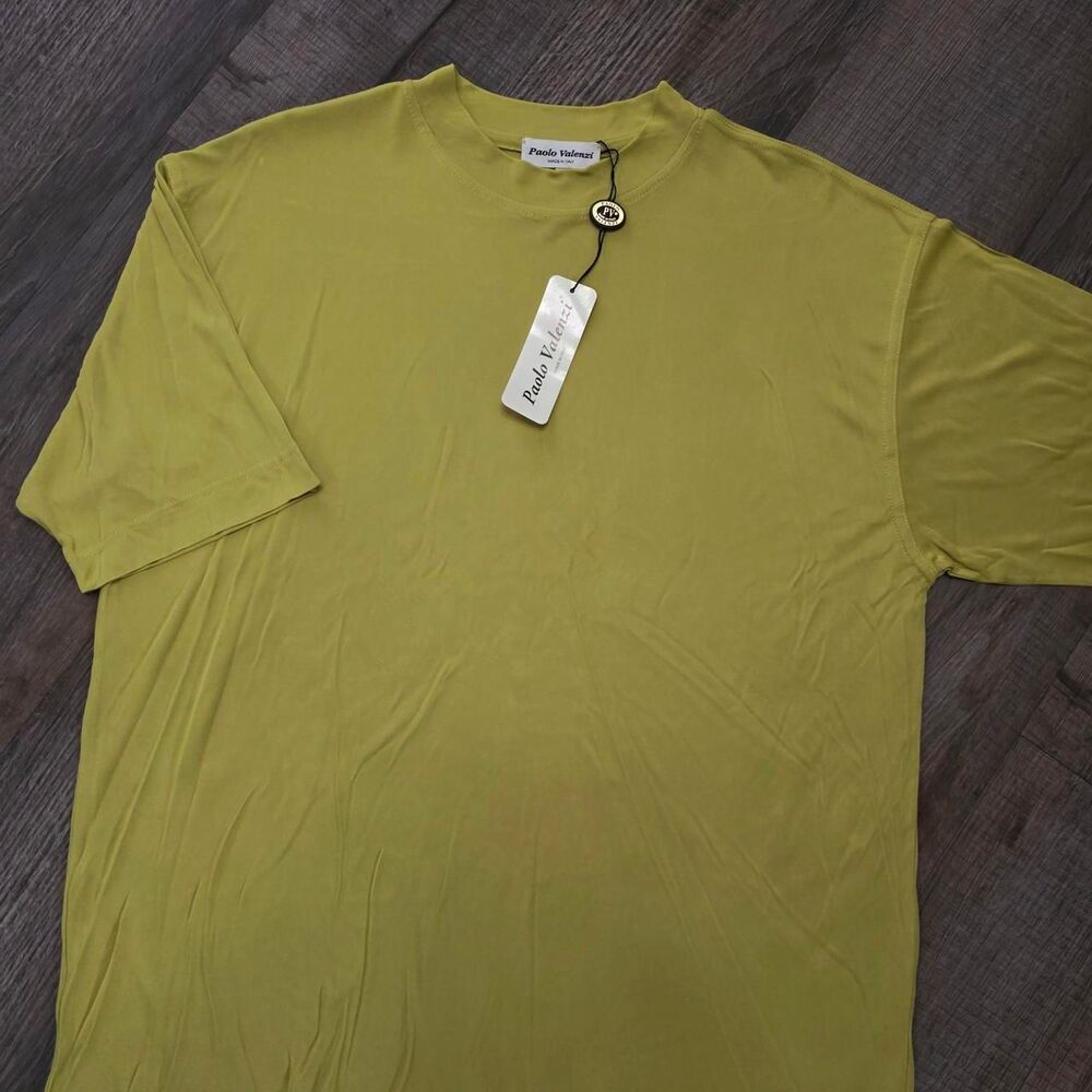 Paolo Valenzi Men's Green and Yellow T-shirt
